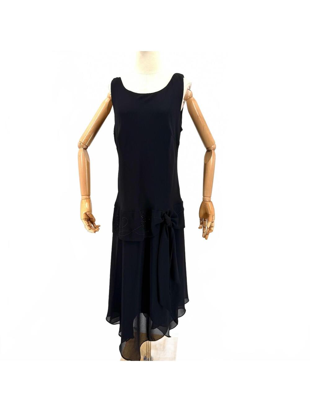 Vintage 90s Los Angeles Gal Black Flapper Drop Waist Dress
